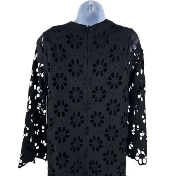 Tuckernuck NEW Noir Eyelet Hutton Long Sleeve Cotton Formal Midi Dress Size M - Picture 8 of 11